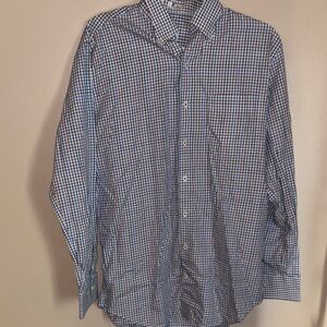 Peter Millar Blue and White Plaid Shirt